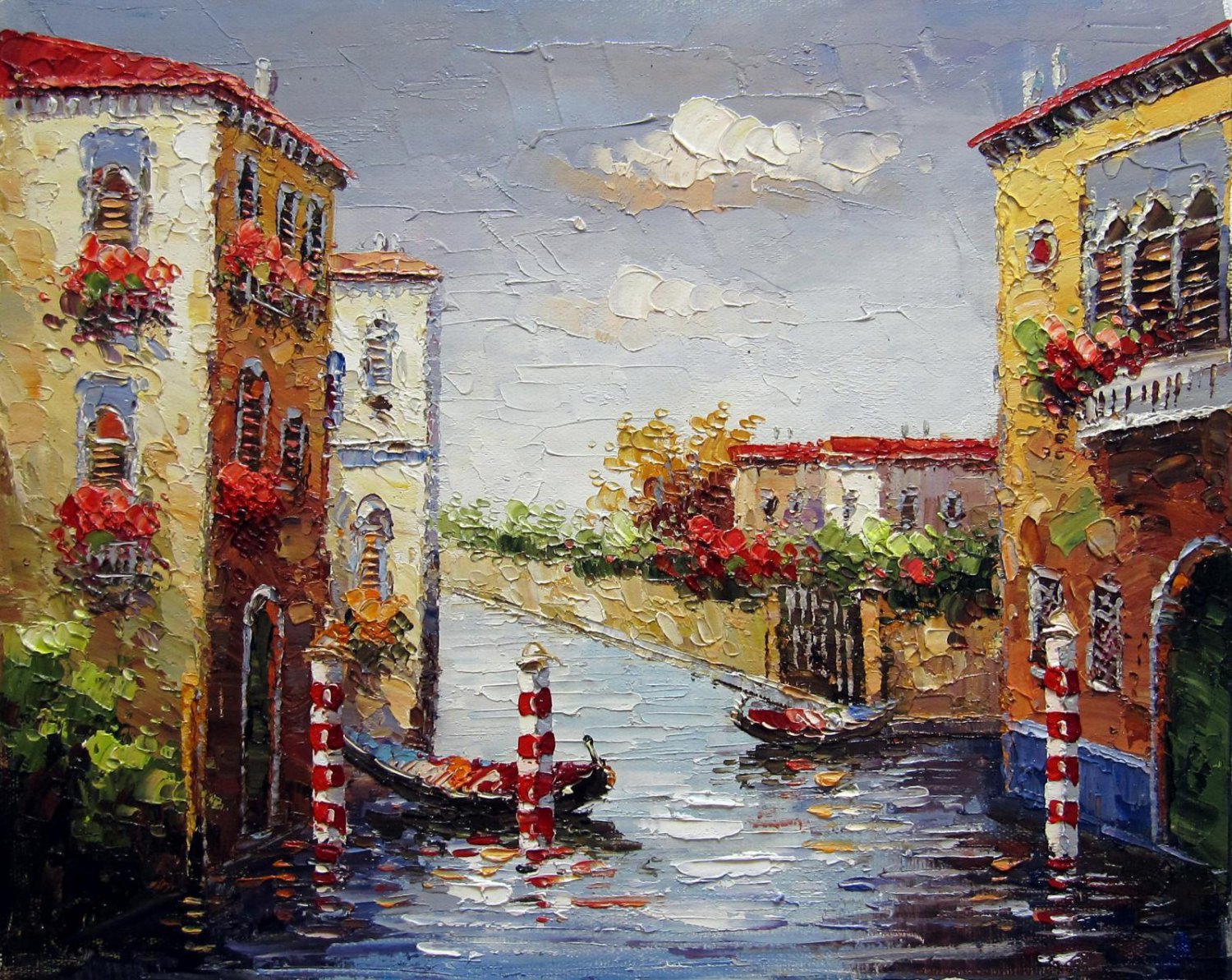 Venice 12x16 In Stretched Oil Painting Canvas Art Wall Decor Modern322