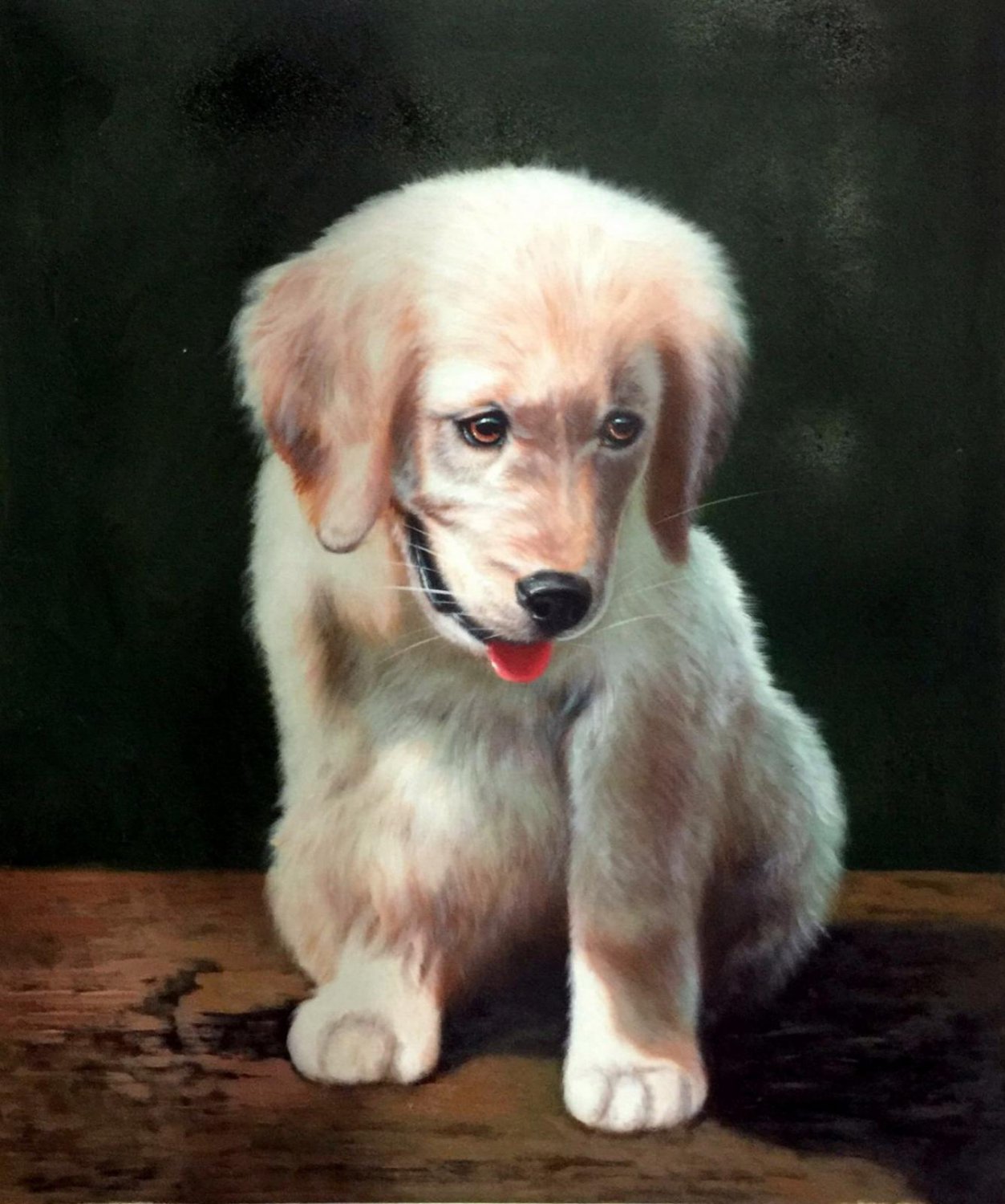 prtrait of pet dog 12x16 in. stretched Oil Painting Canvas Art Wall Decor modern036