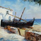Boat 12x16 in. stretched Oil Painting Canvas Art Wall Decor modern011