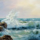 Seawave 12x16 in. stretched Oil Painting Canvas Art Wall Decor modern032