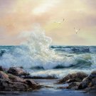 Seawave 12x16 in. stretched Oil Painting Canvas Art Wall Decor modern033