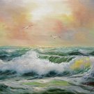 Seawave 12x16 in. stretched Oil Painting Canvas Art Wall Decor modern036