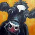 Cow 12x12 in. stretched Oil Painting Canvas Art Wall Decor modern109