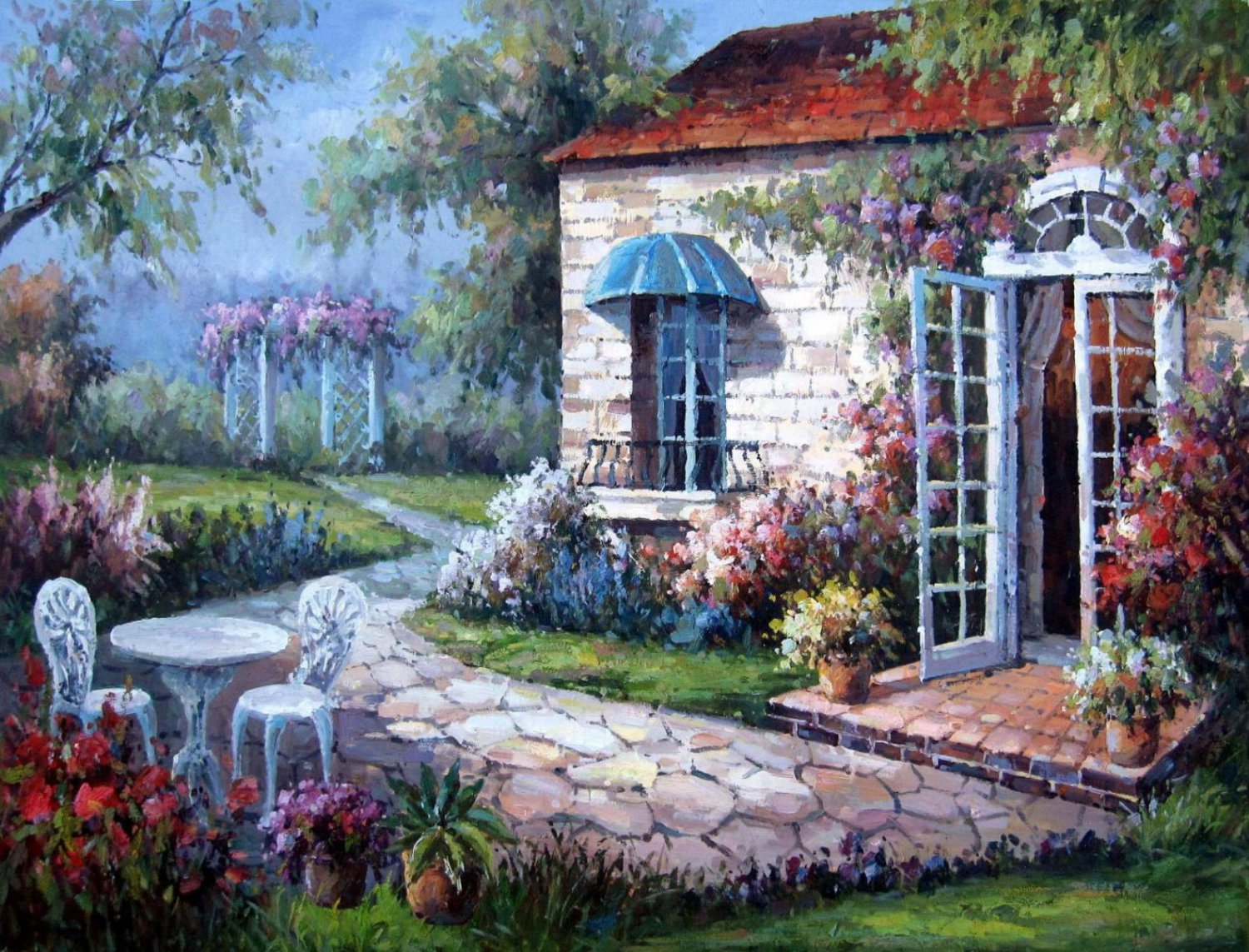 Mediterranean 36x48 in.  Oil Painting Canvas Art Wall Decor modern606