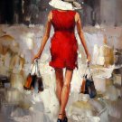 Shopping Girl 36x48 in.  Oil Painting Canvas Art Wall Decor modern104