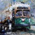 Bus 36x48 in.  Oil Painting Canvas Art Wall Decor modern301