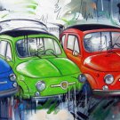 Fiat car 20x39.5 in.  Oil Painting Canvas Art Wall Decor modern001