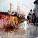 Street scene 28x28 in.  Oil Painting Canvas Art Wall Decor modern003