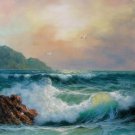 Seawave 24x48 in.  Oil Painting Canvas Art Wall Decor modern506