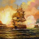 Naval battle 24x48 in.  Oil Painting Canvas Art Wall Decor modern203