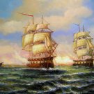 Naval battle 24x48 in.  Oil Painting Canvas Art Wall Decor modern204