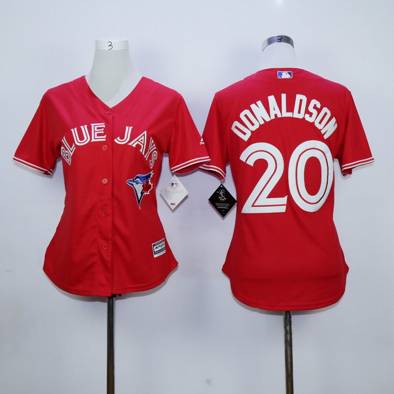 Women Toronto Blue Jays 20 Josh Donaldson Baseball Jersey Red Women M
