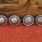 Two Pairs 1" Floral Conchos Antiqued Silver Plate Chicago Screwback NEW