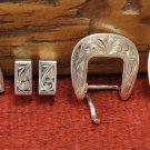 Pair NOS HARRIS Silverworks 5/8" Buckle Sets 3-piece Sterling Silver Plate
