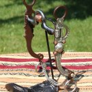 NEW Antiqued Frog Port Roller Curb Bit Engraved German Silver & Copper Overlay
