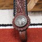 Stunning Alamo Saddlery Floral Tooled Dark Oil Headstall with Spanish Lace NOS