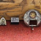 JT Silversmiths Antiqued German Silver 1/2" 3-Piece Buckle Set Maker Marked