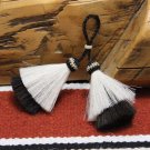 Double 3" Tassel Mule Tail Cut Black and White NEW