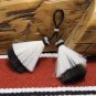 Double 3" Tassel Mule Tail Cut Black and White NEW
