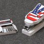 Vintage 1960s Wooden Peace Sign U.S. Flag Office Stapler EUC made in Japan
