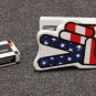 Vintage 1960s Wooden Peace Sign U.S. Flag Office Stapler EUC made in Japan