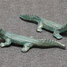 PAIR Cast Iron Alligators Gator Verdigris Garden or Home, Great Paperweight Size
