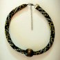 Beaded African Print Necklace, Beaded Fabric Tribal Necklace, Beaded Ankara Necklace, Rope Necklace