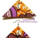 Ankara Earrings, Cowrie Shell Earrings, Beaded Fabric Earrings, Gift for Friend, Gift for Women