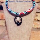 Cowrie Ankara Necklace, Fabric Necklace, Afrocentric Necklace, Gift for Her, Unique Gift for Friend