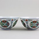 Chinese 19th Century Pair of Famille Verte Bowls
