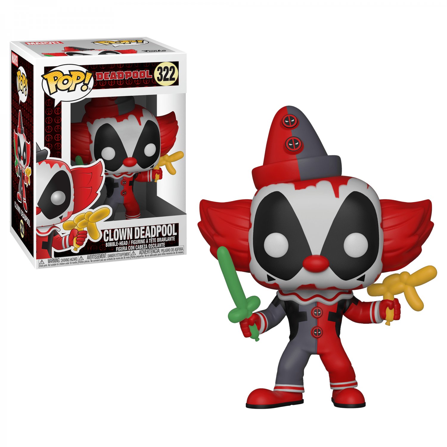 Funko POP! Clown Deadpool #322 Marvel Super Heroes Vinyl Action Figure Toys