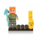 Minifigure Alex with Ocelot Minecraft Building Lego compatible Blocks