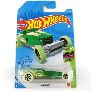Glow Racers 2/5 Short Card DieCast Hot Wheels Hi Roller 