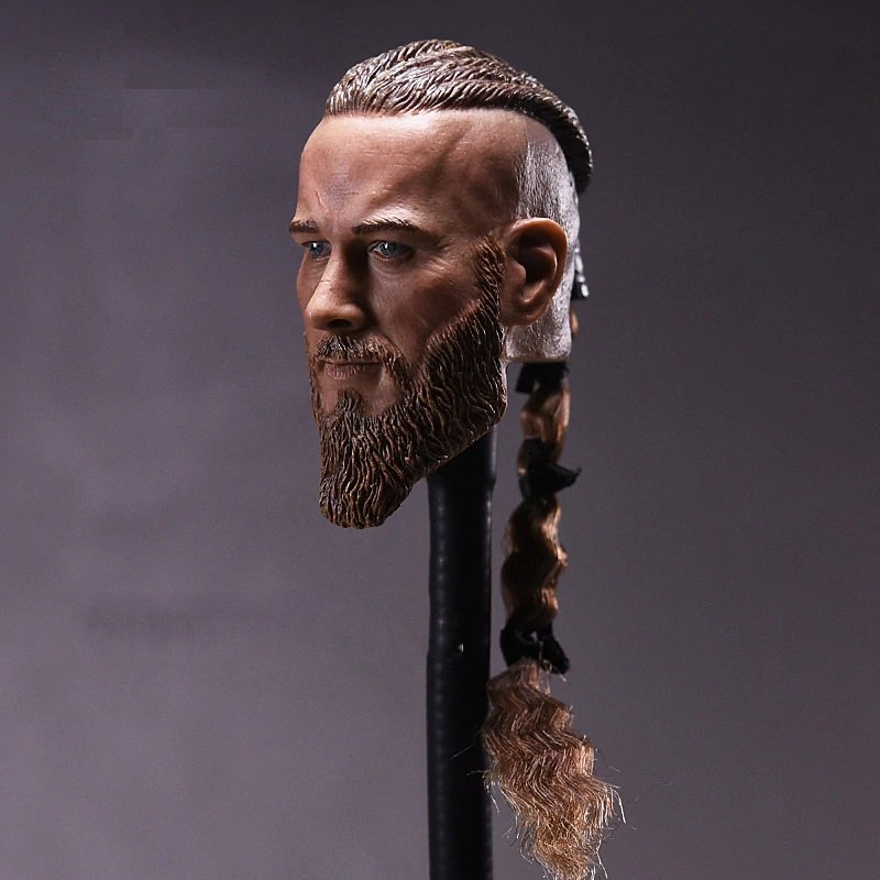 1/6 Travis Fimmel Head Ragnar Lothbrok Vikings Movie Cinema for 1/12 Action Figures Toys Hobby