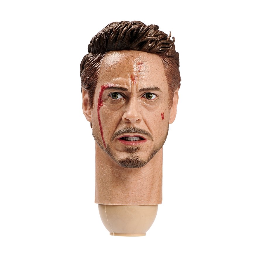 1/6 Tony Stark Damaged Head Iron Man Robert Downey Jr. Marve Super Heroes 1/12 Action Figures Toys