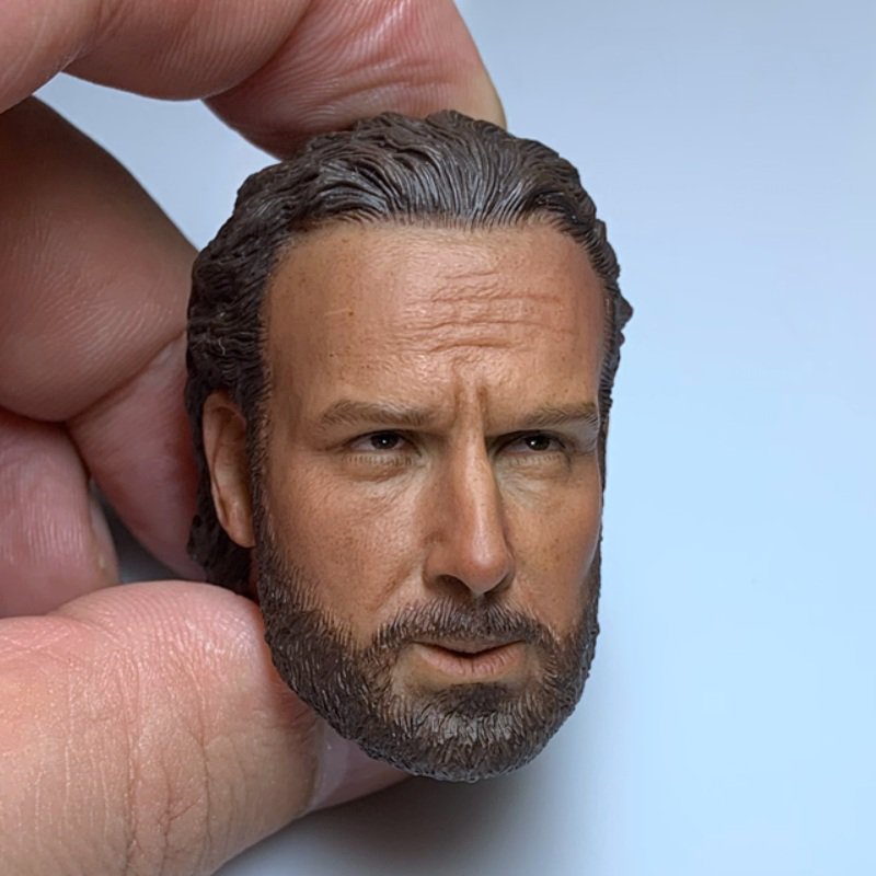 1/6 Rick Grimes Head Sheriff The Walking Dead Andrew Lincoln for 1/12 Action Figures Toys Hobby
