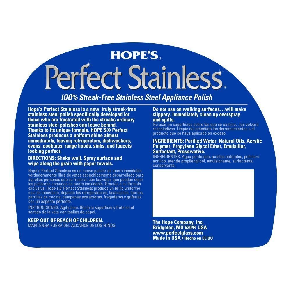 Hopes Perfect Stainless Stainless Steel Cleaner and Polish 22oz Bottle