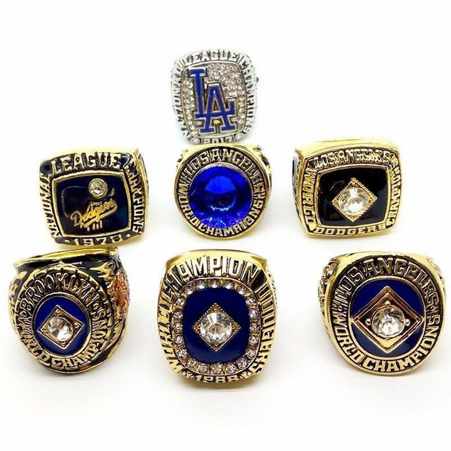 Los Angeles Dodgers World Series 7 PCs Championship Rings SetSize 11