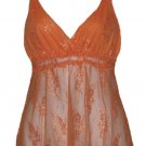 Orange Floral Lace Babydoll Top - Medium