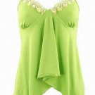 Green Lace Trim Babydoll Camisole Top - Small