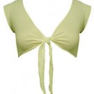 Trendy Mint Yellow Sheer Knit Tie Bolero Shrug - Small