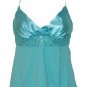 Sweet Flirty Sexy Blue Satin Stretch Sequins Top - Small