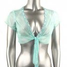 Trendy Floral Lace Beads Sequins Mesh Bolero Shrug - Large