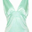 Sizzling Sexy Low Cut Mint Glam Sateen Ruched Top - Small