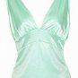 Sizzling Sexy Low Cut Mint Glam Sateen Ruched Top - Small