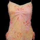 Sweet Orange Floral Watercolor Crochet Cami Top - Medium