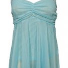 Sweet Girly Blue Mesh & Lace Babydoll Cami Top - Medium