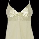 Sweet Flirty Sexy Ivory Satin Stretch Sequins Top - Small