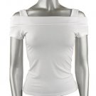 Classy & Sexy White Shoulder Baring Stretch Knit Top - Small