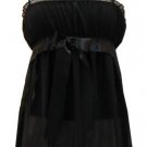 Sexy Soft Dreamy  Romantic Black Chiffon Babydoll Top - Small